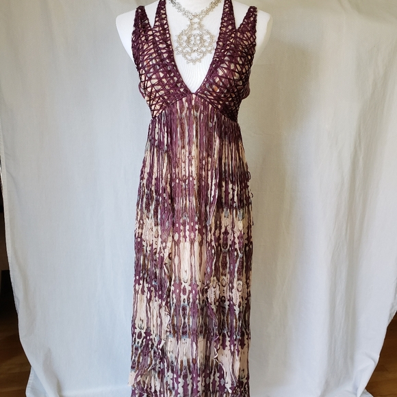 Free People sexy boho gauze tie dye maxi dress - Picture 3 of 9